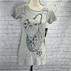 ⭐️Konquest Key by key closet Los Angeles rhinestone dog t-shirt NWT size small